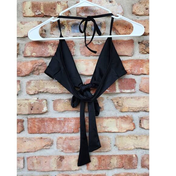 Aerie Wrap Halter Bikini Top Black Small - Picture 4 of 10